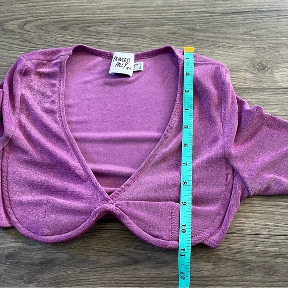 Princess Polly Womens Purple Cropped Underwired Long Sleeve Shirt Size 6 - Picture 5 of 6
